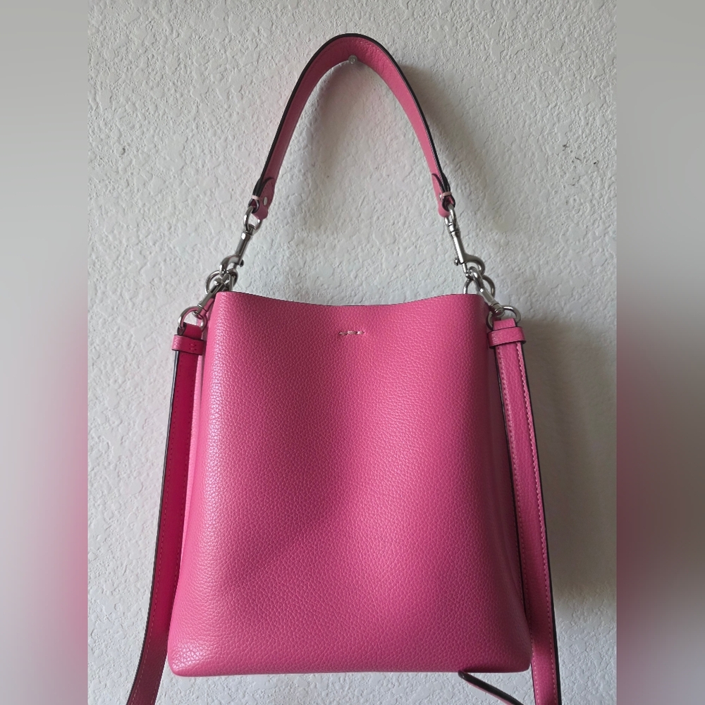 Coach Pink Leather Shoulder Bucket Bag Purse - Picture 11 of 13